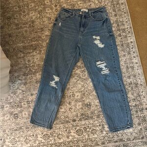 Vanilla Star Distressed Straight Leg Jeans - Denim Blue